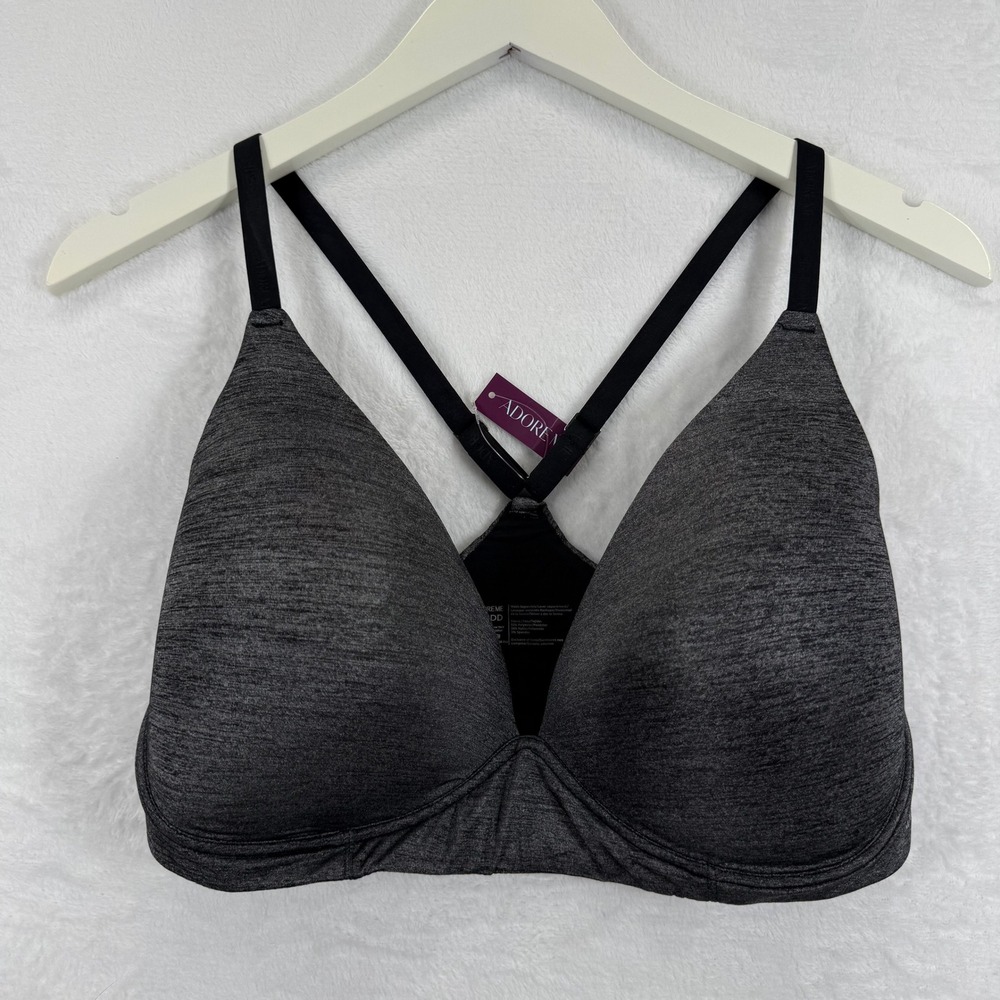 Adore Me 36DDD Heathered Grey Plunge‎ Full Coverage Bra NWT